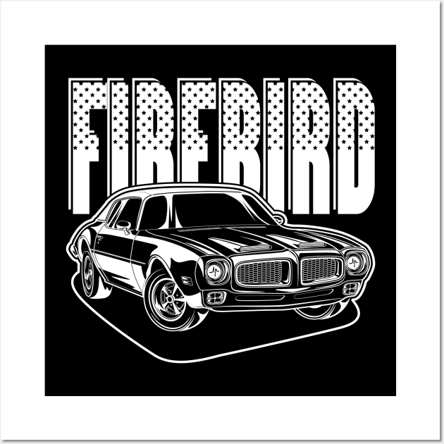 Firebird Car (White Print) Wall Art by WINdesign